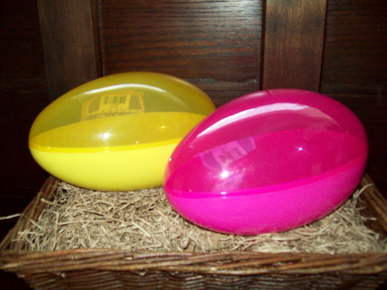 NEW SET/ 2 LARGE JUMBO FILLABLE EASTER EGG PLASTIC CONTAINER HOLDS