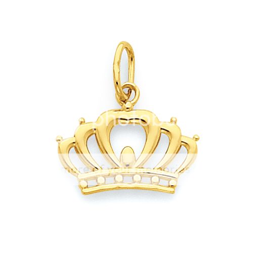 14k yellow gold crown charm pendant 12mmx15mm