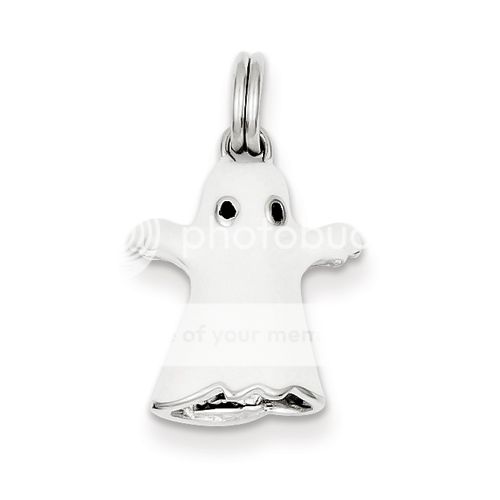 sterling silver white enamel ghost charm 23mmx14mm